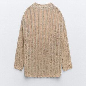 NWT - Zara Metallic Thread Knit Sweater Open Knit - size Medium